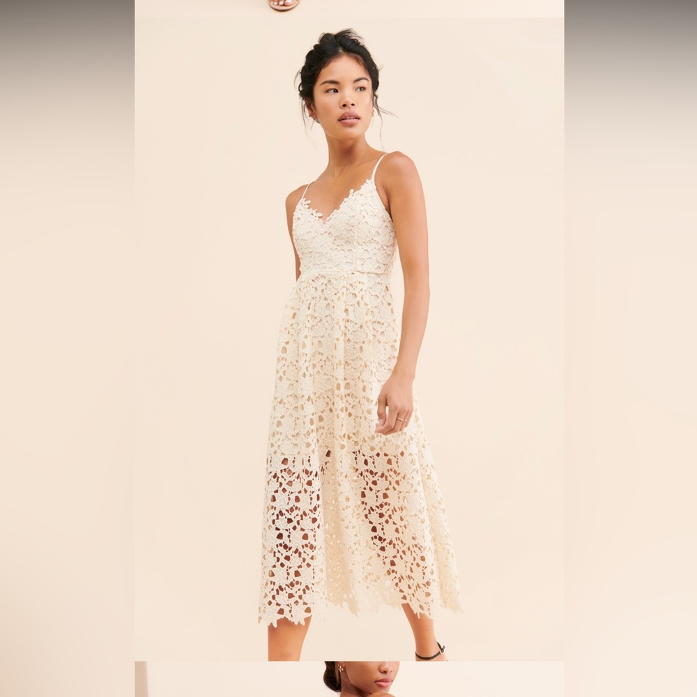 Astr White Lace Midi Dress